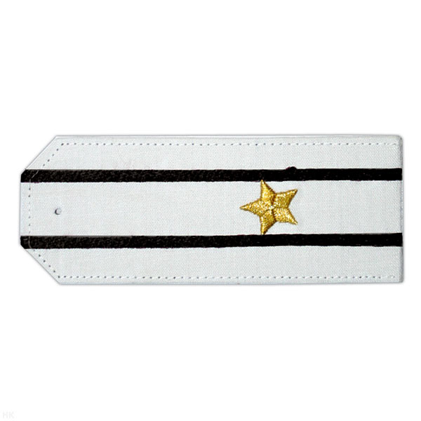 Погоны «машинная вышивка» из рубаш. ткани белые с 2 вышит. черн.и просв. с вышитой звездой (майор)