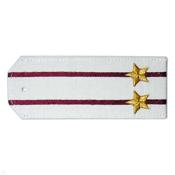 Погоны «машинная вышивка» из рубаш. ткани белые с 2 вышит. крап.и просв. с вышит. звездами (подполковник)