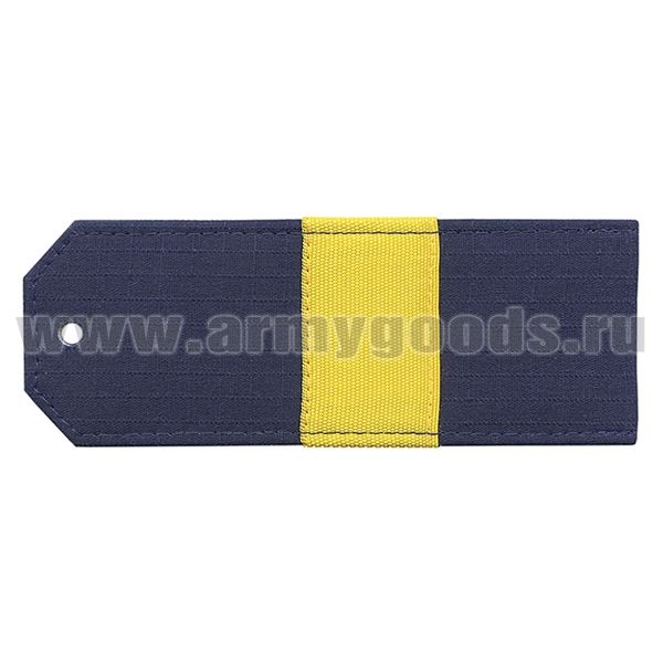 Погоны синие (ткань rip-stop) на костюм офисный с нашитым желт.шелковым галуном (ст. сержант) на пластике