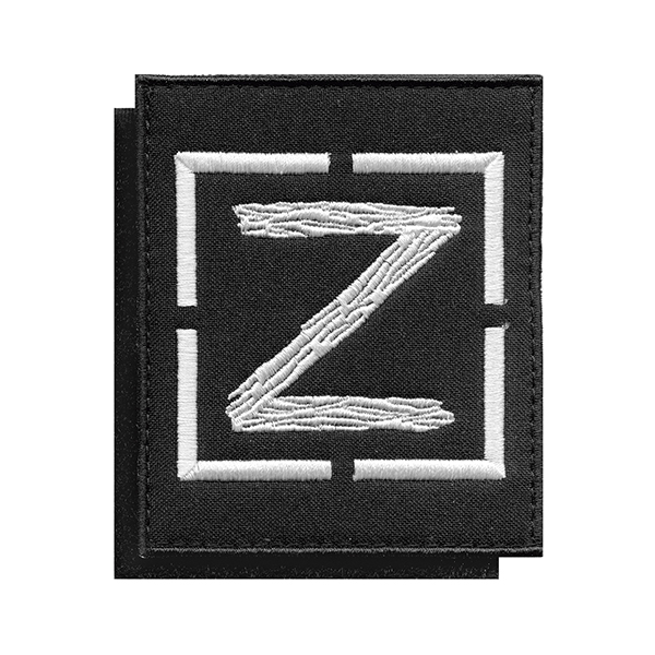 Шеврон вышит. Z в квадрате (черный фон, белая вышивка) с доп. полем, на липучке  