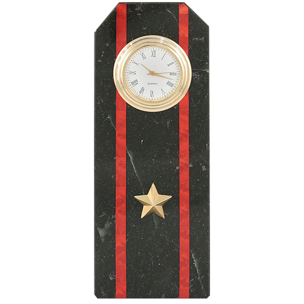 Часы сувенирные настольные (камень змеевик черный) Погон Майор МП