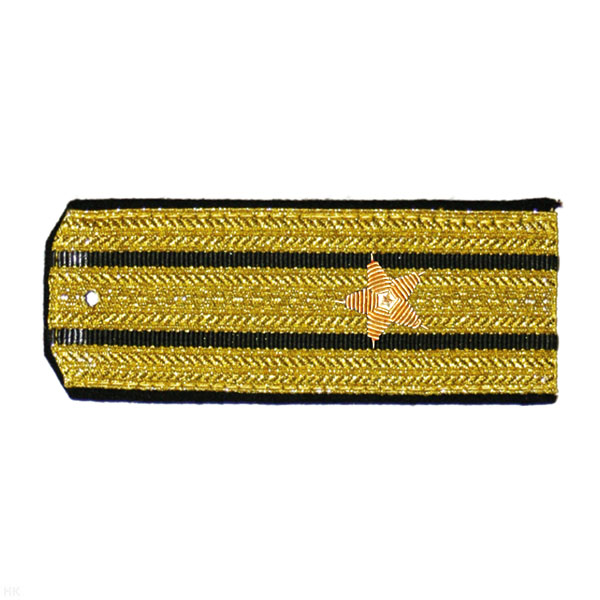 Погоны парадные золотые (металлиз.) с 2 черн. просв., вышит. канителью (майор)