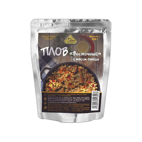 Консервы обеденные Плов "Восточный" с мясом птицы (250 г) (готовое блюдо в фольге)