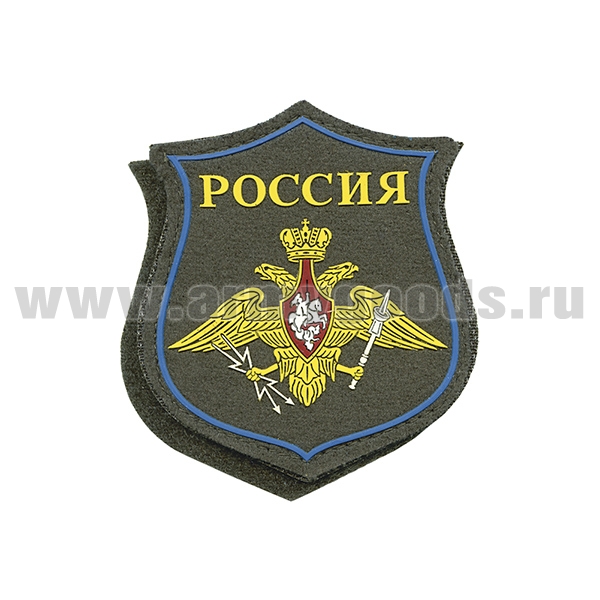 Шеврон пластизолевый НА ПАРАД Космические войска (оливковый фон) на липучке