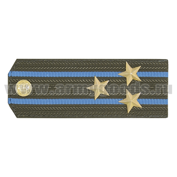 Погоны оливк. 2 голубых просвета, укомпл. мет. фурнитурой (полковник) пластик