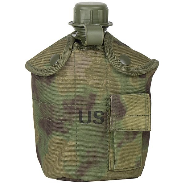 Фляга НАТО пластиковая (с мет. котелком) в чехле "мох" (A-TACS FG)
