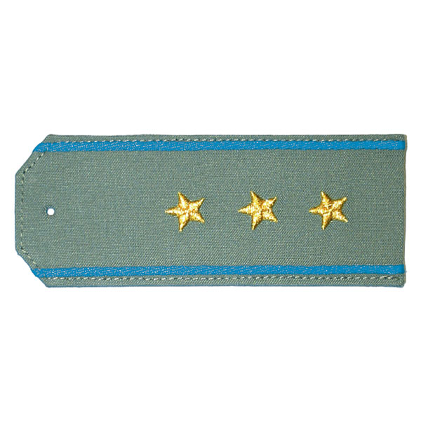 Погоны «машинная вышивка» из рубаш. ткани оливк. с вышит. голуб. кантом с вышит. звездами (ст. прапорщик)