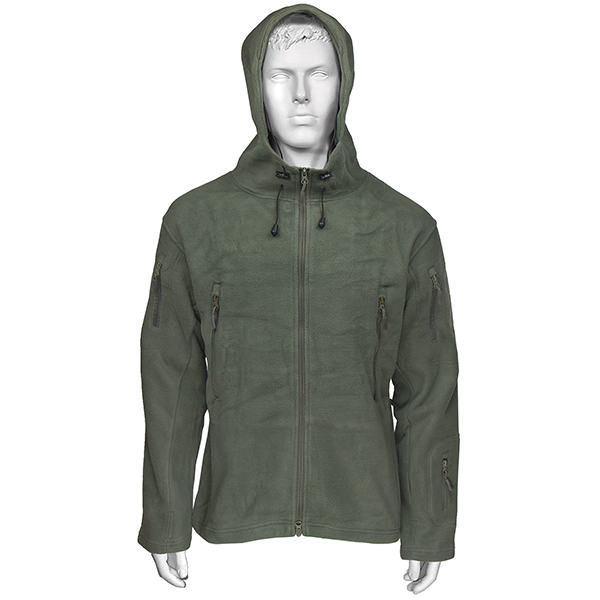 Кофта тактическая флисовая с капюшоном оливковая