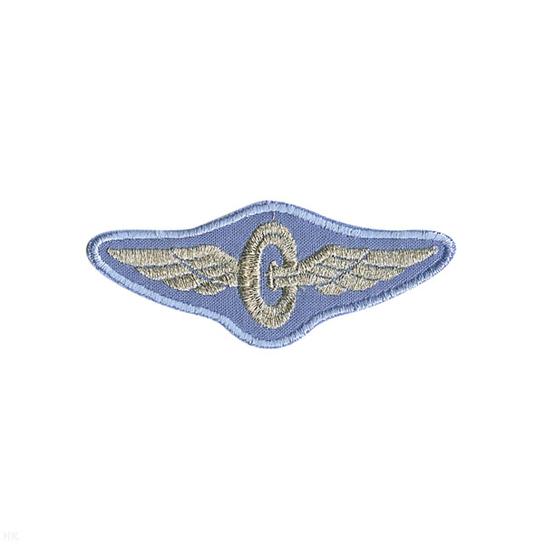 Нашив. вышит. Техзнак РЖД (птичка) голубая, серебрянный люрекс