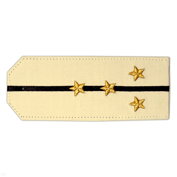 Погоны «машинная вышивка» из рубаш. ткани крем. с 1 вышит. черн. просв. с вышит. звездами (капитан)