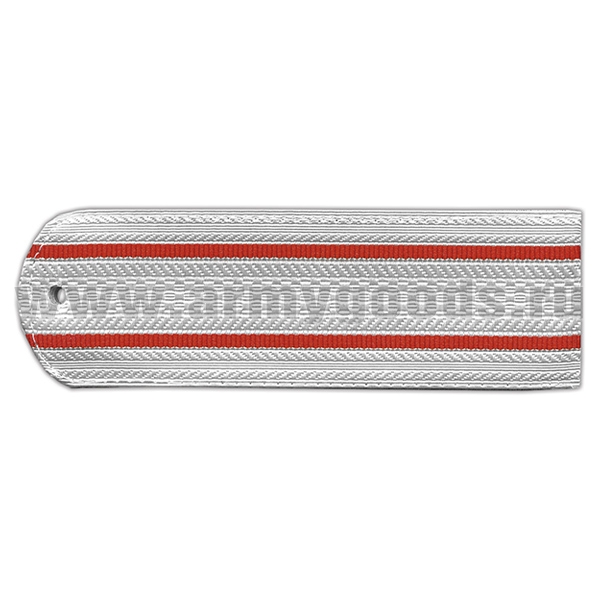 Погоны белые (2 красн. пр) без канта (Полиция на белую рубашку) нов/обр (на пластике)