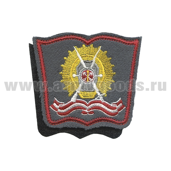 Шеврон вышит. ВИФК нов/обр (книжка) серый фон (красный кант) на липучке