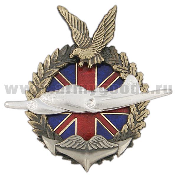 Значок мет. (двухмоторный бомбардировщик б/н, с птицей) (серия Самолеты по британскому ленд-лизу) гор. эм.