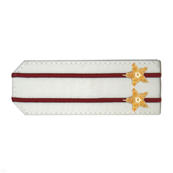 Погоны из рубаш. ткани белые с вышит. 2 крап.и просв., вышит. канителью (подполковник)