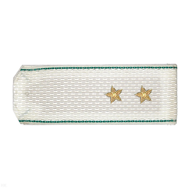 Погоны ПС ст/обр белые с зел. кантом, вышит. канителью (прапорщик)