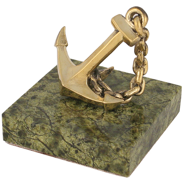 Статуэтка (литье бронза, камень змеевик) Якорь