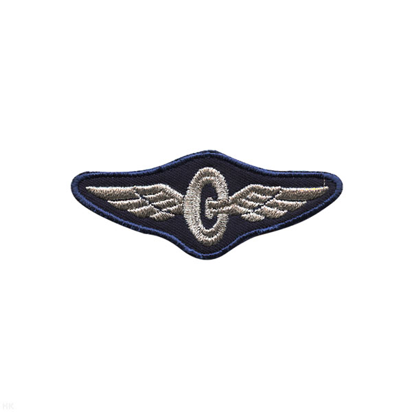 Нашив. вышит. Техзнак РЖД (птичка) синяя, серебрянный люрекс