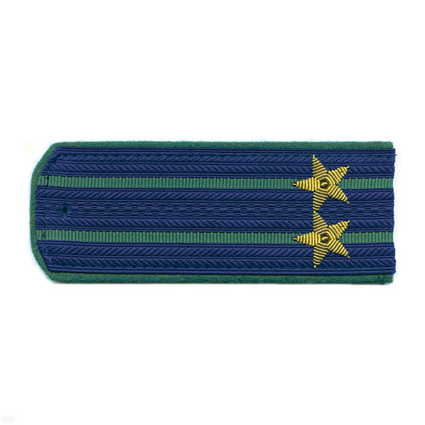Погоны Прокуратуры нов/обр синие с зел. кантом с 2 зел. просв., вышит. канителью (подполковник)