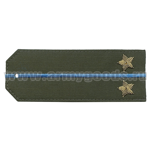 Погоны из рубаш. ткани оливк. (Rip-Stop) c 1 вышит. голубым пр. вышит. канит. (лейтенант) на костюм офисный