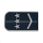 Погоны РЖД вышит. мет. серебр. синие (1 лычка 3 звезды)