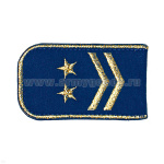 Погоны РЖД вышит. мет. зол. синие (2 лычки 2 звезды)