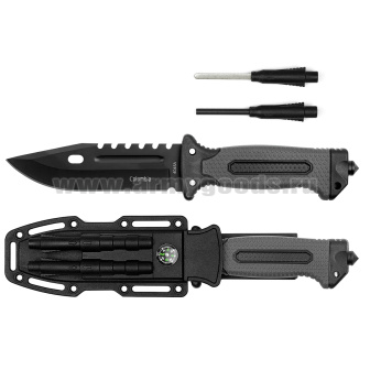 Нож GERBER COLUMBIA в пластиковых ножнах с компасом и огнивом (4048C) общая длина 27 см (рукоять коричневая/серая по наличию)