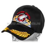 Бейсболка черная вышитая Морская пехота (акула, якоря и Андреевский флаг)