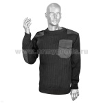 Свитер ПАН 100 % с накладками черный (вырез под горло круглый)