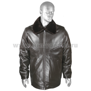 Кртк зим. ВВС (нат.мех) кожаная коричневая (жесткая кожа) (Т)