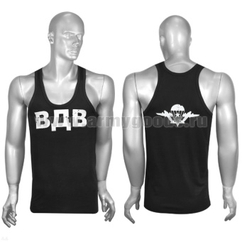 Майка черная с надп. краской ВДВ