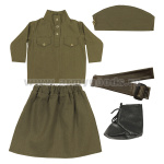 Костюм детский Солдаточка сувернирный (гимнастерка, юбка, пилотка, ремень, пинетки) 2632 (9-12 месяцев)