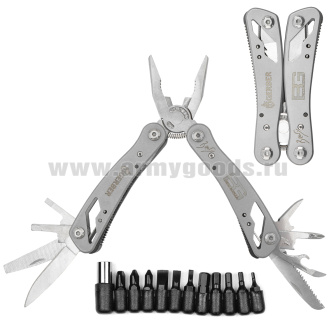 Плоскогубцы универсальные (мультитул) с доп. насадками для отвертки черн./стальн.(BG-19B/BG-19H) по наличию