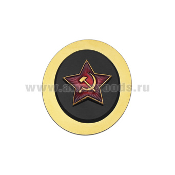 Кокарда мет. МП (звезда 23 мм) нерж. сталь с зол. напылением и пласт. накладкой