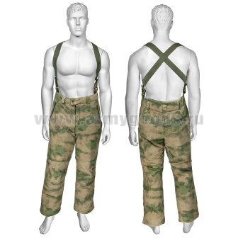 Брюки зимние на лямках "мох" (A-TACS FG) к куртке зим. РГ (ткань микро "rip-stop")