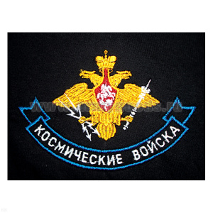 Футболка с вышивкой на груди Космические войска (орел) черн.