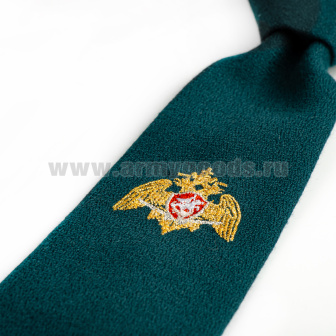 Галстук-регат с вышивкой расцв. "Сосна" с орлом Росгвардия п/ш