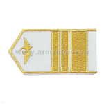 Погоны гражд. авиации, вышит. металлиз. нитью, белые (1 широк. лычка и 2 узк. лычки)