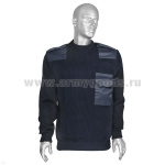 Свитер п/ш с накладками синий (вырез под горло круглый) р-ры с 62