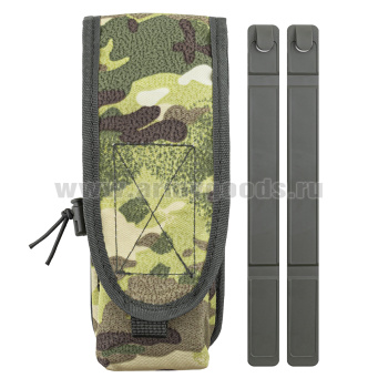 Подсумок для 2 магазинов АК "мультикам" с системой крепления "MOLLE" с пластиковой клипсой