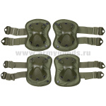 Комплект защитный (наколенники и налокотники жесткие) оливк. (Тур.)