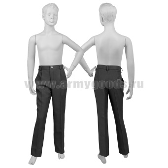 Брюки лет. кадетские черные без канта (мод. 315) 35% вискоза, 65% пэ