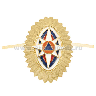 Кокарда мет. МЧС нов/обр (с розой ветров) малая зол.