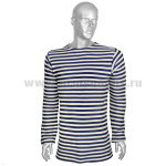 Тельняшка зим. п/ш двойной вязки синяя (НЕБЕЛЕНАЯ) с кремовой полосой р-ры с 44 по 60