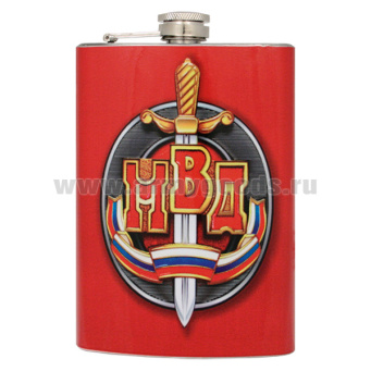 Фляга нерж/ст с цв.рис. МВД / Вор должен сидеть в тюрьме! (Жеглов, Шарапов)