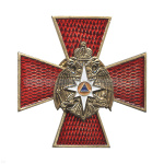 Значок мет. красн. крест с накладным орлом МЧС