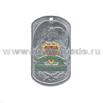 Жетон (нерж. ст., эмал.) Дембель неизбежен (орел) надп. на зел. фоне