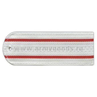 Погоны белые (2 красн. пр) без канта (Полиция на белую рубашку) нов/обр 12 см (пластик)