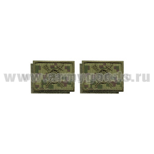 Нашивки вышит. РВСН (нов/обр, оливк.) петличные эмблемы на липучке (фон - "русская цифра")