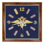 Часы подарочные вышитые на бархате в багетной рамке 35х35 см (МВД)