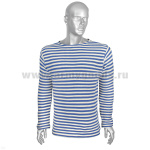 Тельняшка зим. х/б двойной вязки голубая (НЕБЕЛЕНАЯ) с кремовой полосой (плотность 330 гр/м2)